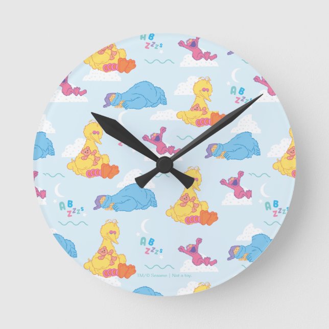 Sesame Sleepy Time Pattern Round Clock (Front)