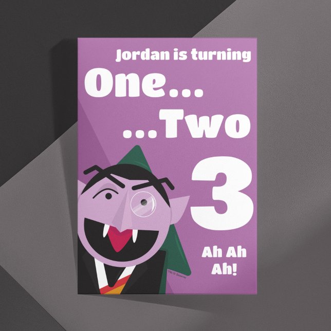 Sesame Street 3rd Third Birthday Party Invitation (Invitation on dark gray background)