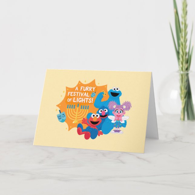 Sesame Street | A Furry Festival of Lights! Holiday Card (Front)