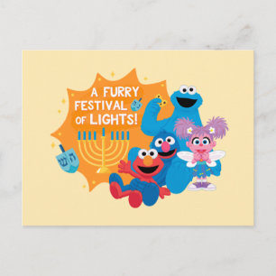 Sesame Street A Furry Festival of Lights! Postcard