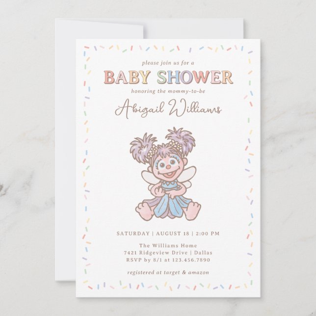 Sesame Street Abby Cadabby Confetti Baby Shower Invitation (Front)