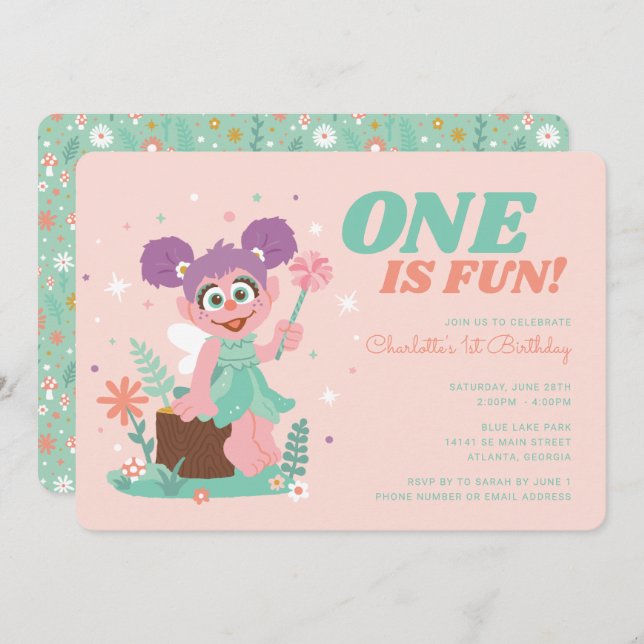 Sesame Street - Abby Cadabby | One is Fun Birthday Invitation (Front/Back)