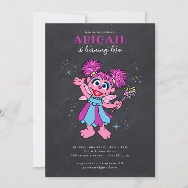 Sesame Street Abby Cadabby Sparkles Birthday Invitation (Front)