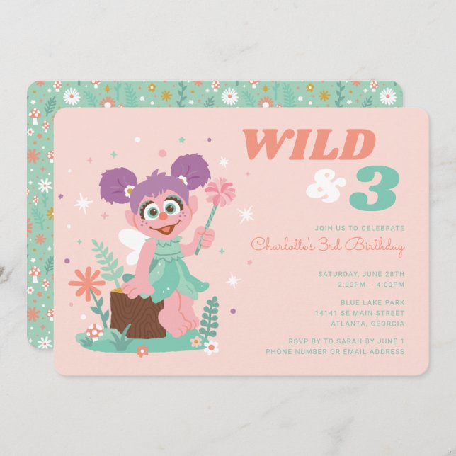 Sesame Street - Abby Cadabby | Wild & Three Invitation (Front/Back)