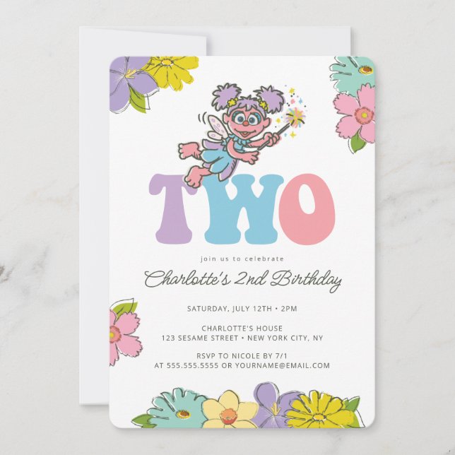 Sesame Street Abby | Floral 2nd Birthday  Invitation (Front)