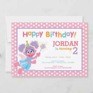 Sesame Street Abby Polka Dot Birthday Invitation
