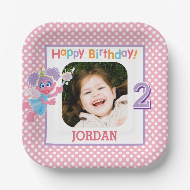 Sesame Street Abby Polka Dot Birthday Paper Plate (Front)