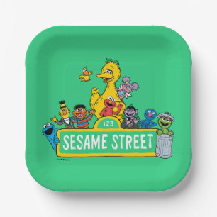 Sesame Street All Around the Sesame Street Sign Paper Plate