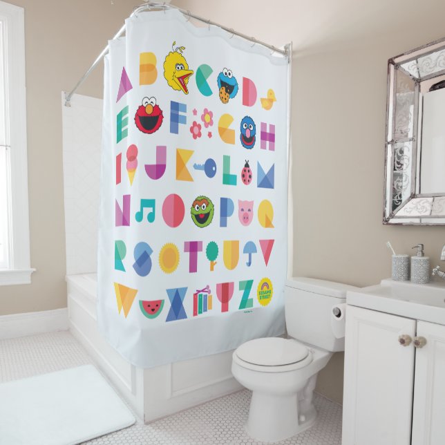 Sesame Street Alphabet Shower Curtain (In Situ)