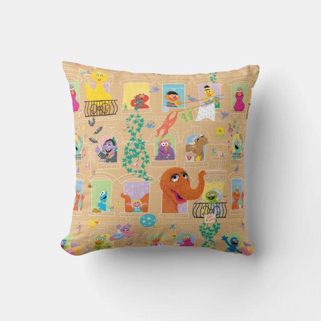 Sesame Street Apartment Windows Pattern Cushion (Front)