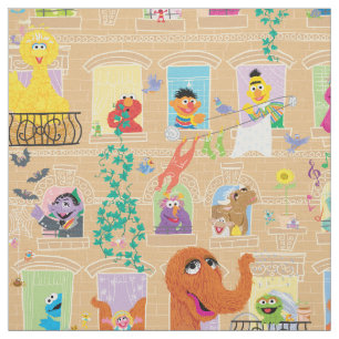 Sesame Street Apartment Windows Pattern Fabric
