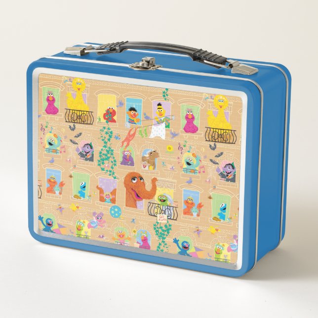 Sesame Street Apartment Windows Pattern Metal Lunch Box (Front)