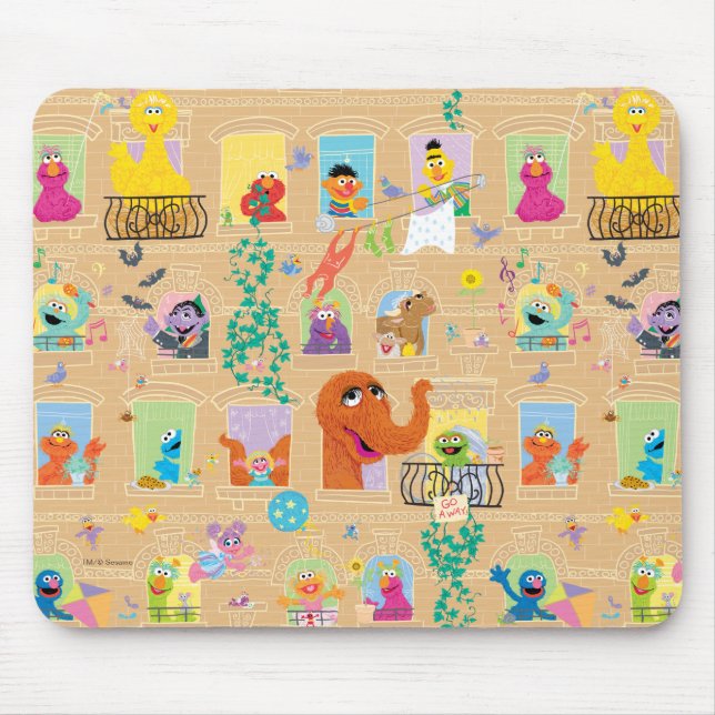 Sesame Street Apartment Windows Pattern Mouse Mat (Front)