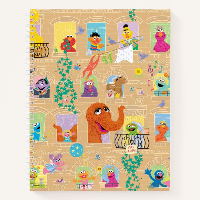 Sesame Street Apartment Windows Pattern Notebook (Front)