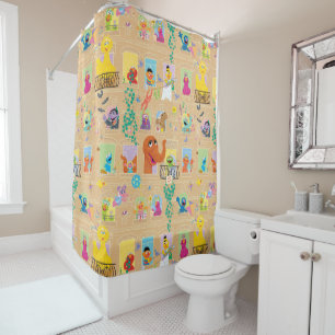 Sesame Street Apartment Windows Pattern Shower Curtain