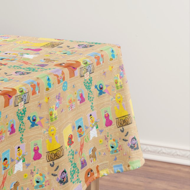 Sesame Street Apartment Windows Pattern Tablecloth (In Situ)