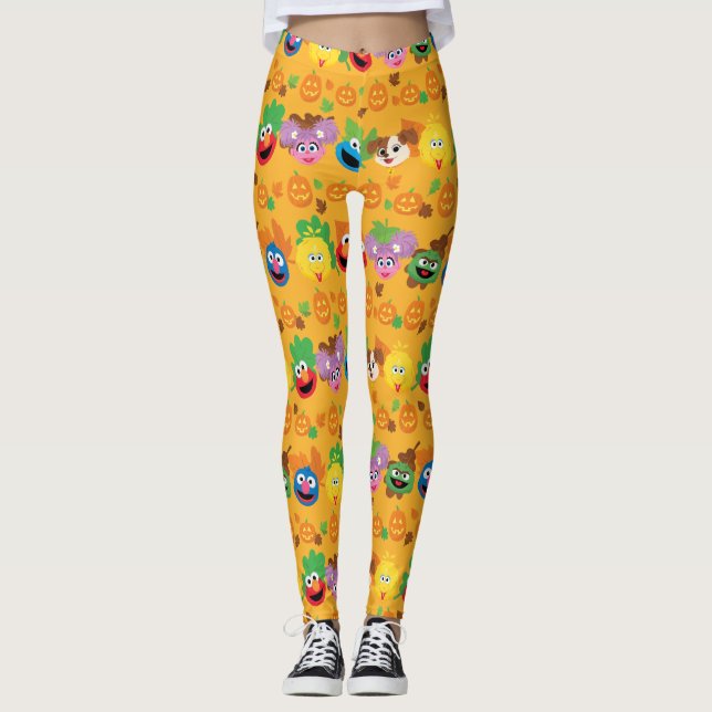 Sesame Street Autumn Leaves Pattern Leggings (Front)