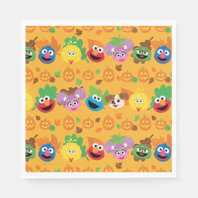 Sesame Street Autumn Leaves Pattern Napkin (Front)