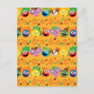 Sesame Street Autumn Leaves Pattern Postcard