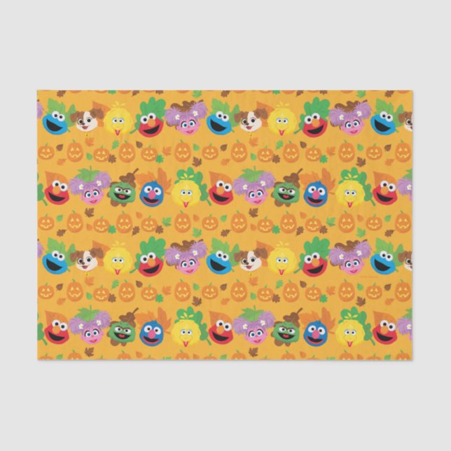 Sesame Street Autumn Leaves Pattern Tissue Paper (Front)