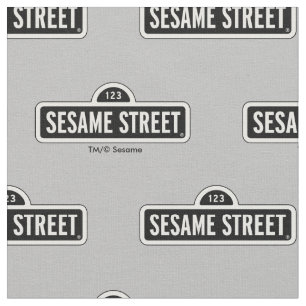 Sesame Street   B&W Logo Fabric