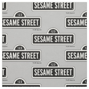 Sesame Street   B&W Logo Fabric