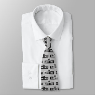 Sesame Street B&W Logo Tie