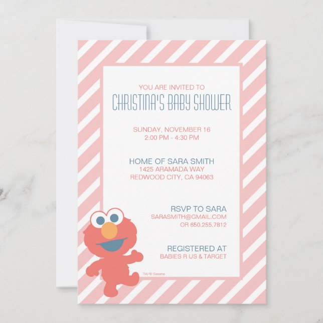 Sesame Street Baby Elmo Baby Shower Invitation (Front)