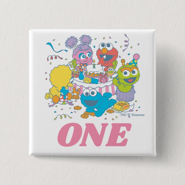 Sesame Street | Baby's 1st Birthday 15 Cm Square Badge (Front)