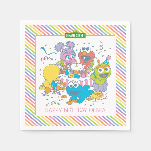 Sesame Street | Baby's First Birthday Napkin (Front)