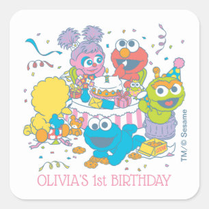 Sesame Street Baby's First Birthday Square Sticker