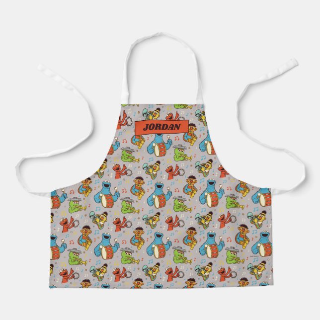Sesame Street Band Grey Pattern Apron (Front)