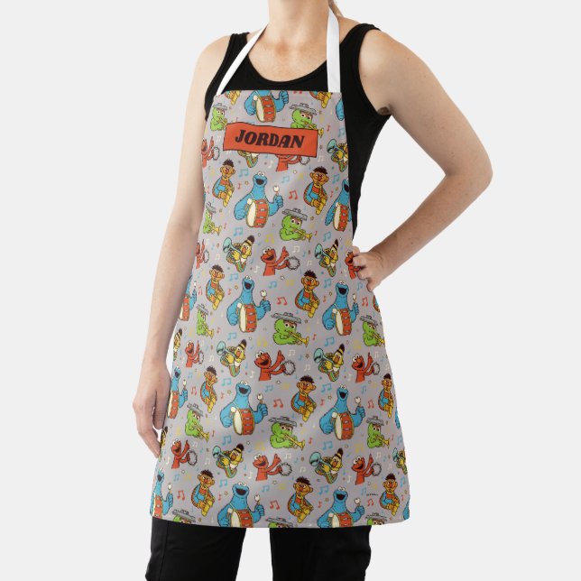 Sesame Street Band Grey Pattern Apron (Insitu)
