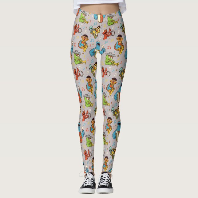 Sesame Street Band Grey Pattern Leggings (Front)