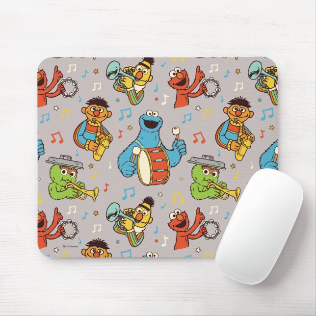 Sesame Street Band Grey Pattern Mouse Mat (With Mouse)