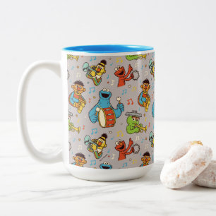Sesame Street Band Grey Pattern Two-Tone Coffee Mug