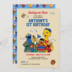 Sesame Street Baseball Birthday Invitation
