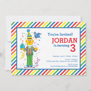 Sesame Street Bert Striped Birthday Invitation
