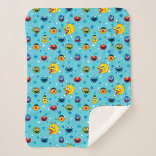 Sesame Street Best Friends Star Pattern Sherpa Blanket