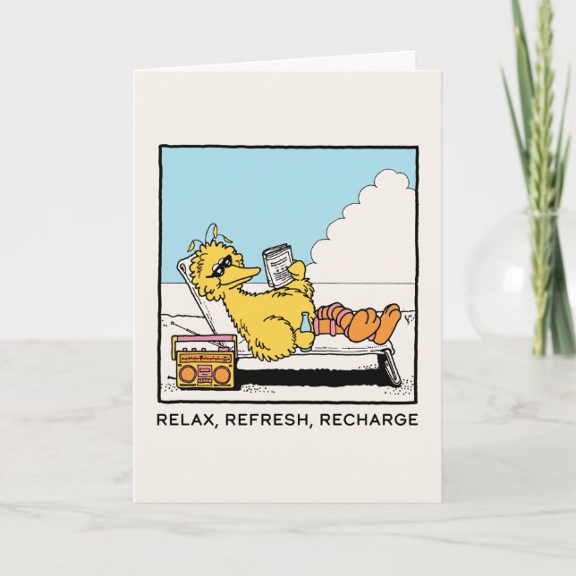 Sesame Street | Big Bird Relax Refresh Recharge Holiday Card (Front)
