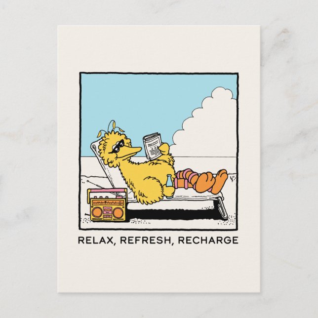 Sesame Street | Big Bird Relax Refresh Recharge Postcard (Front)
