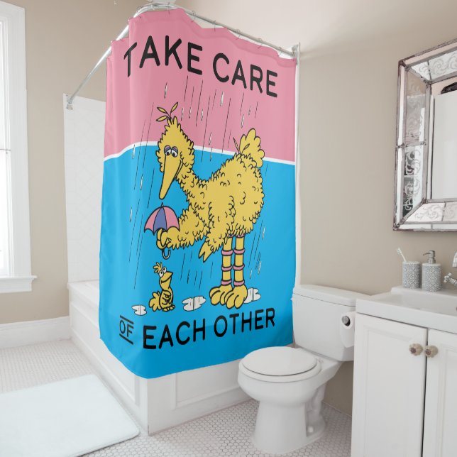 Sesame Street | Big Bird Take Care of Each Other Shower Curtain (In Situ)
