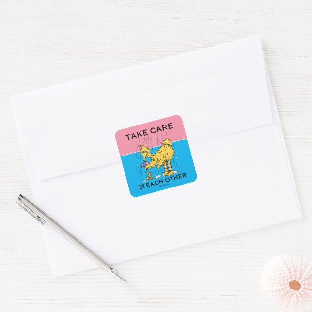 Sesame Street | Big Bird Take Care of Each Other Square Sticker (Envelope)
