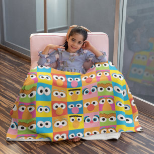 Sesame Street Character Eyes Pattern Fleece Blanket