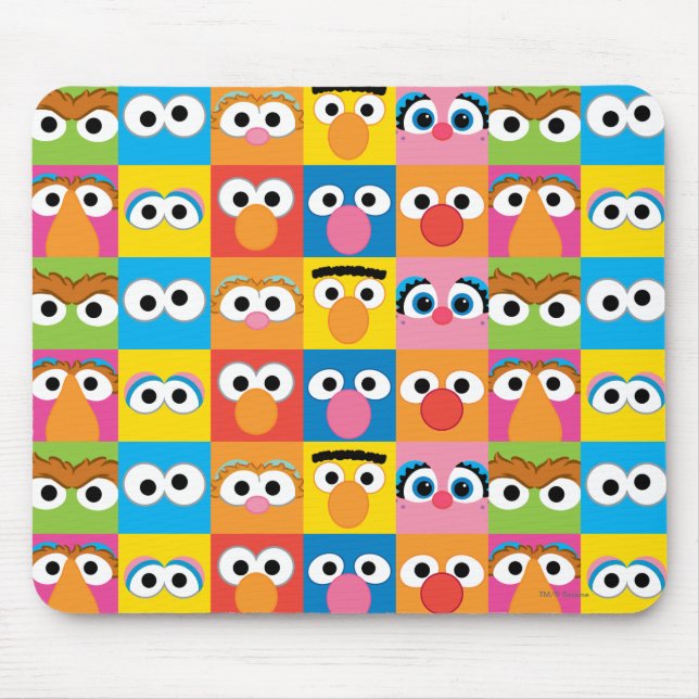 Sesame Street Character Eyes Pattern Mouse Mat (Front)