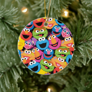 Sesame Street Character Faces Pattern Ceramic Tree Decoration