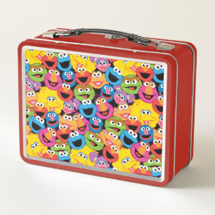 Sesame Street Character Faces Pattern Metal Lunch Box