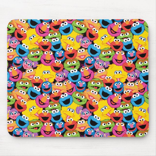 Sesame Street Character Faces Pattern Mouse Mat (Front)