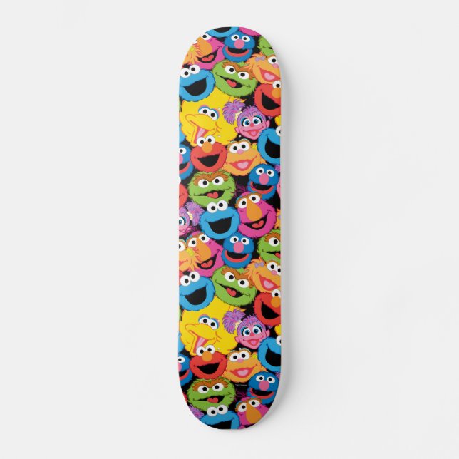 Sesame Street Character Faces Pattern Skateboard (Front)