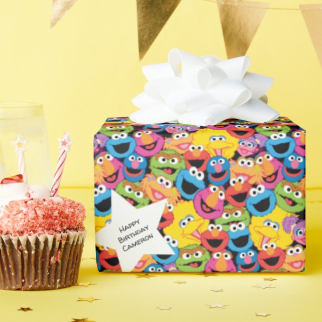Sesame Street Character Faces Pattern Wrapping Paper (Birthday Party)